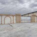 نمای دیوار حیاط کلاسیک کارخانه در قم