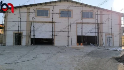 اجرای نمای سوله کارخانه درشهرک شکوهیه قم 6