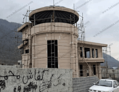 نمای ویلای دوبلکس کلاسیک ساده پلی استایرن در نوشهر