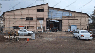 نمای سوله با ابزار پلی استایرن در شهرک صنعتی لاکان رشت