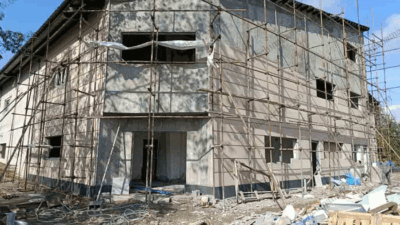 نمای سوله با ابزار پلی استایرن در شهرک صنعتی لاکان رشت