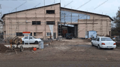 نمای سوله با ابزار پلی استایرن در شهرک صنعتی لاکان رشت