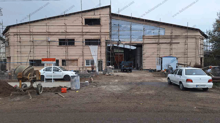 نمای سوله با ابزار پلی استایرن در شهرک صنعتی لاکان رشت